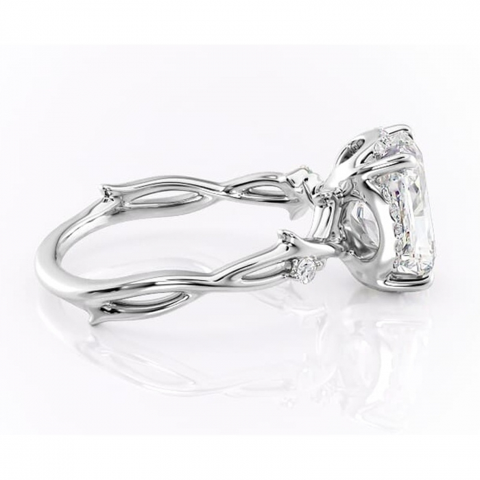 Inel de logodnă Isolde din aur Alb 14kt cu moissanite tăietură radiantă – Halo rafinată pentru profil mediu | Personalizează și configurează gratuit online [2]