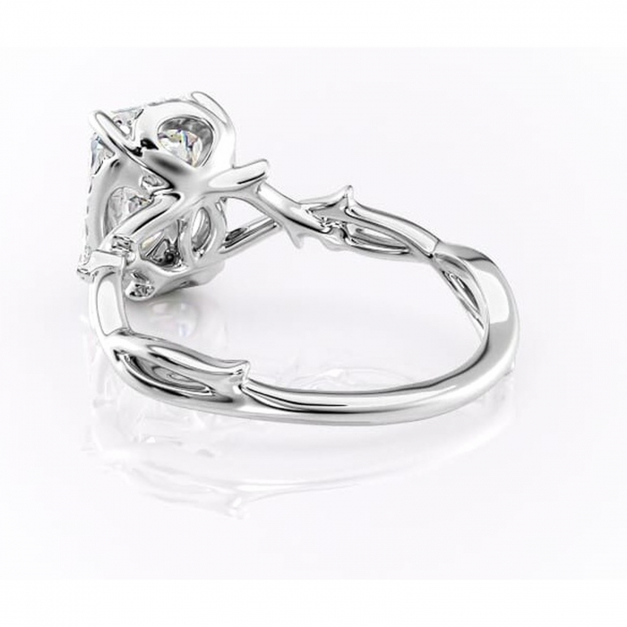 Inel de logodnă Isolde din aur Alb 14kt cu moissanite tăietură radiantă – Halo rafinată pentru profil mediu | Personalizează și configurează gratuit online [4]