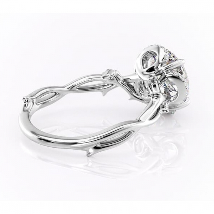 Inel de logodnă Isolde din aur Alb 14kt cu moissanite tăietură rotundă – Halo rafinată pentru profil mediu | Personalizează și configurează gratuit online [3]