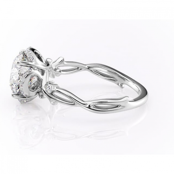 Inel de logodnă Isolde din aur Alb 14kt cu moissanite tăietură rotundă – Halo rafinată pentru profil mediu | Personalizează și configurează gratuit online [6]