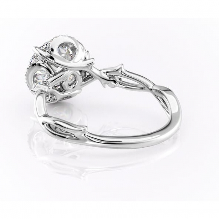 Inel de logodnă Isolde din aur Alb 14kt cu moissanite tăietură rotundă – Halo rafinată pentru profil mediu | Personalizează și configurează gratuit online [4]