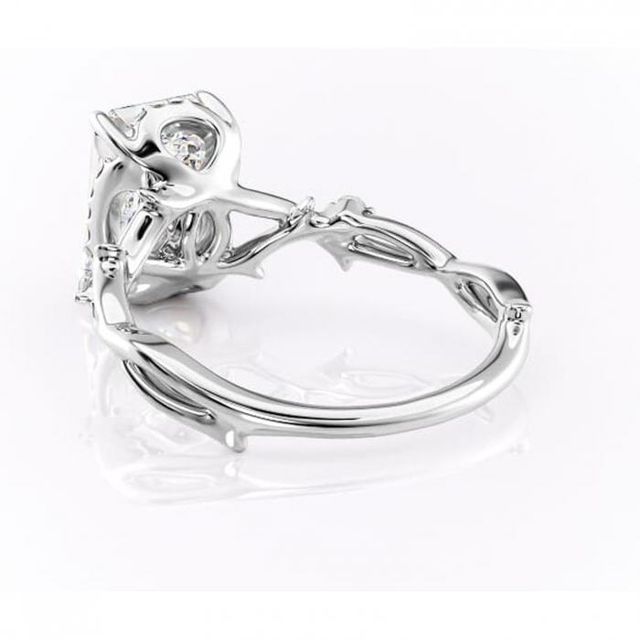 Inel de logodnă Isolde din aur Alb 14kt cu moissanite tăietură smarald – Halo rafinată pentru profil mediu | Personalizează și configurează gratuit online [4]