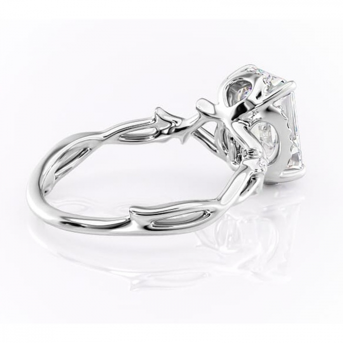 Inel de logodnă Isolde din aur Alb 14kt cu moissanite tăietură smarald – Halo rafinată pentru profil mediu | Personalizează și configurează gratuit online [3]