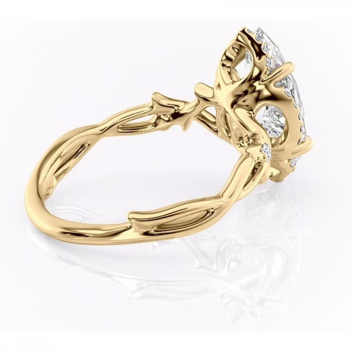 Inel de logodnă Isolde din aur Galben 14kt cu moissanite tăietură marquise – Halo rafinată pentru profil mediu | Personalizează și configurează gratuit online [3]