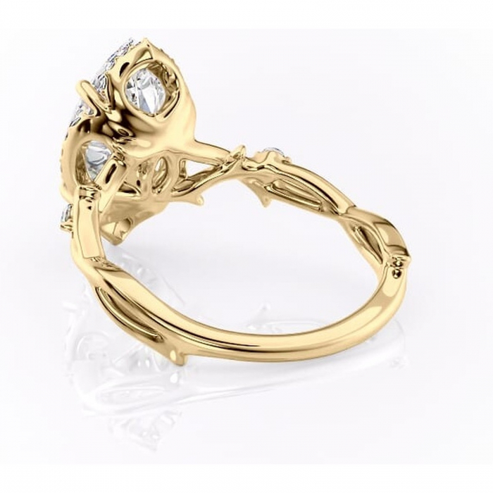 Inel de logodnă Isolde din aur Galben 14kt cu moissanite tăietură marquise – Halo rafinată pentru profil mediu | Personalizează și configurează gratuit online [4]
