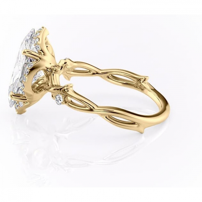 Inel de logodnă Isolde din aur Galben 14kt cu moissanite tăietură marquise – Halo rafinată pentru profil mediu | Personalizează și configurează gratuit online [6]