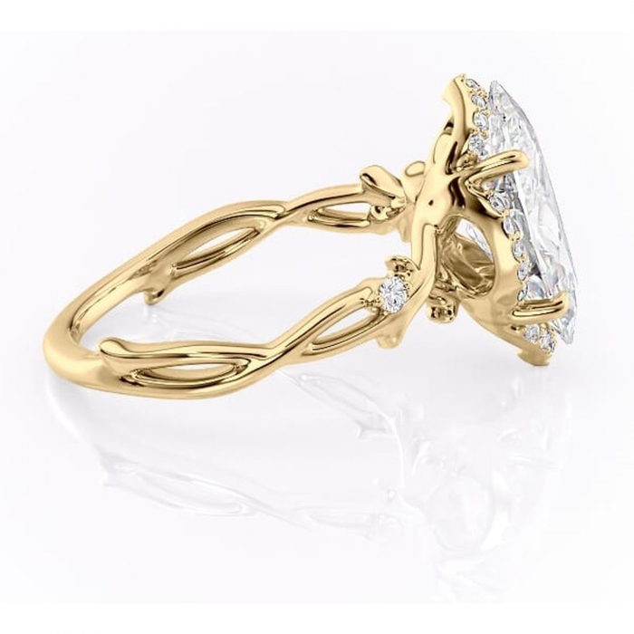 Inel de logodnă Isolde din aur Galben 14kt cu moissanite tăietură marquise – Halo rafinată pentru profil mediu | Personalizează și configurează gratuit online [2]