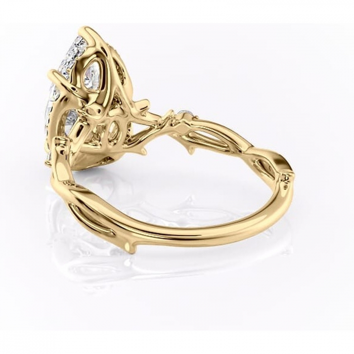 Inel de logodnă Isolde din aur Galben 18kt cu moissanite tăietură pară – Halo rafinată pentru profil mediu | Personalizează și configurează gratuit online [4]
