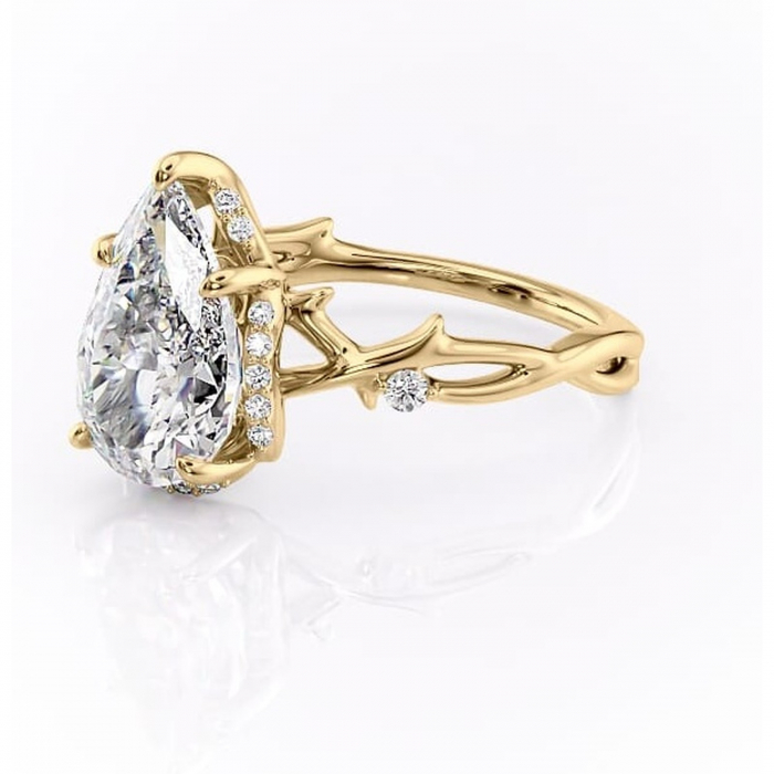 Inel de logodnă Isolde din aur Galben 18kt cu moissanite tăietură pară – Halo rafinată pentru profil mediu | Personalizează și configurează gratuit online [7]