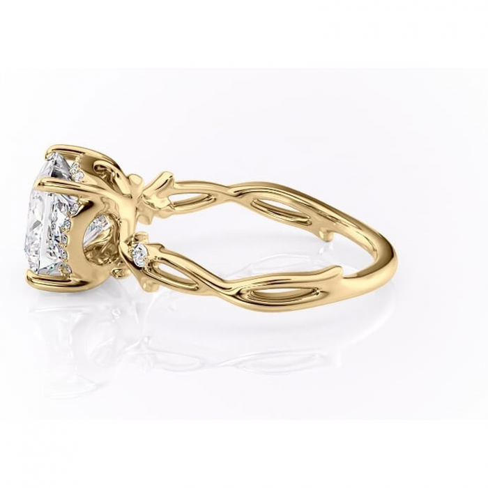 Inel de logodnă Isolde din aur Galben 14kt cu moissanite tăietură princess – Halo rafinată pentru profil mediu | Personalizează și configurează gratuit online [6]