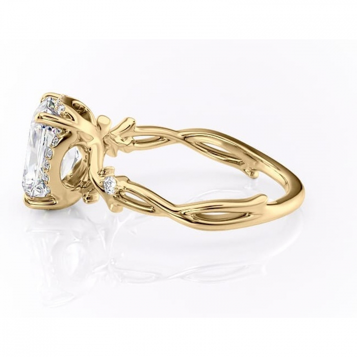 Inel de logodnă Isolde din aur Galben 14kt cu moissanite tăietură radiantă – Halo rafinată pentru profil mediu | Personalizează și configurează gratuit online [6]