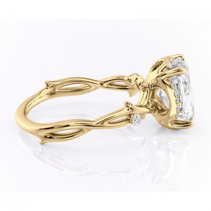 Inel de logodnă Isolde din aur Galben 14kt cu moissanite tăietură radiantă – Halo rafinată pentru profil mediu | Personalizează și configurează gratuit online [2]