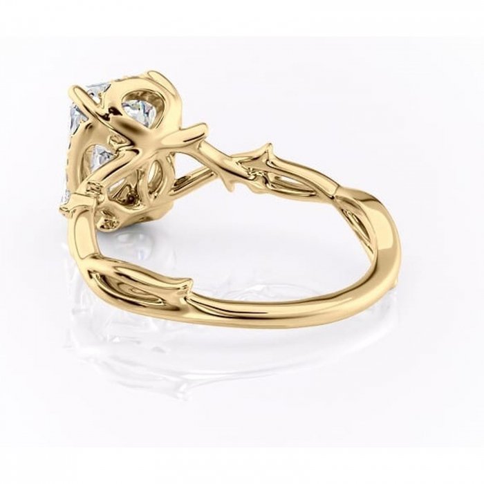 Inel de logodnă Isolde din aur Galben 14kt cu moissanite tăietură radiantă – Halo rafinată pentru profil mediu | Personalizează și configurează gratuit online [4]