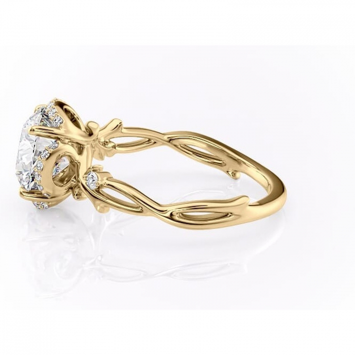 Inel de logodnă Isolde din aur Galben 14kt cu moissanite tăietură rotundă – Halo rafinată pentru profil mediu | Personalizează și configurează gratuit online [6]