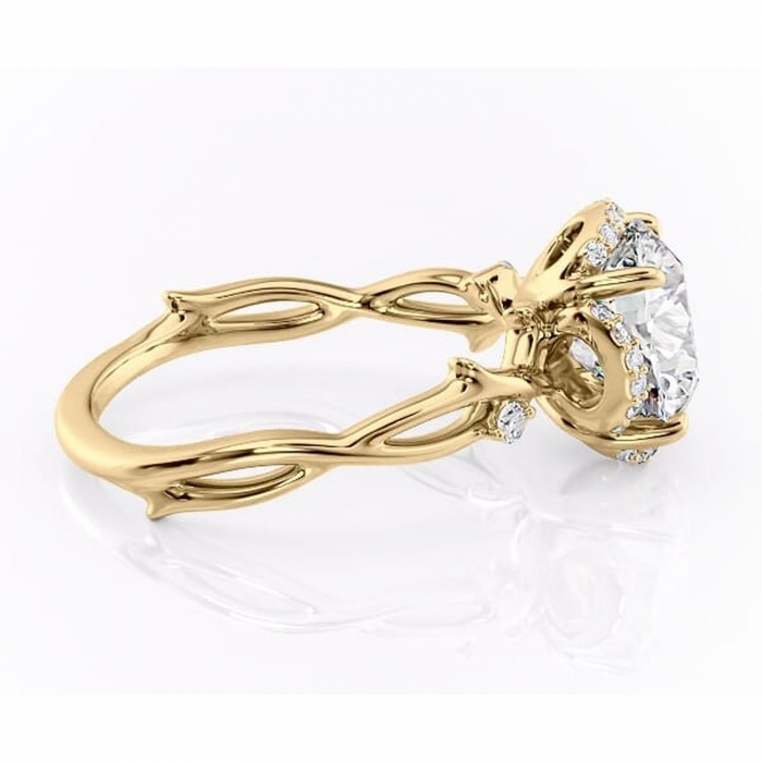 Inel de logodnă Isolde din aur Galben 14kt cu moissanite tăietură rotundă – Halo rafinată pentru profil mediu | Personalizează și configurează gratuit online [2]