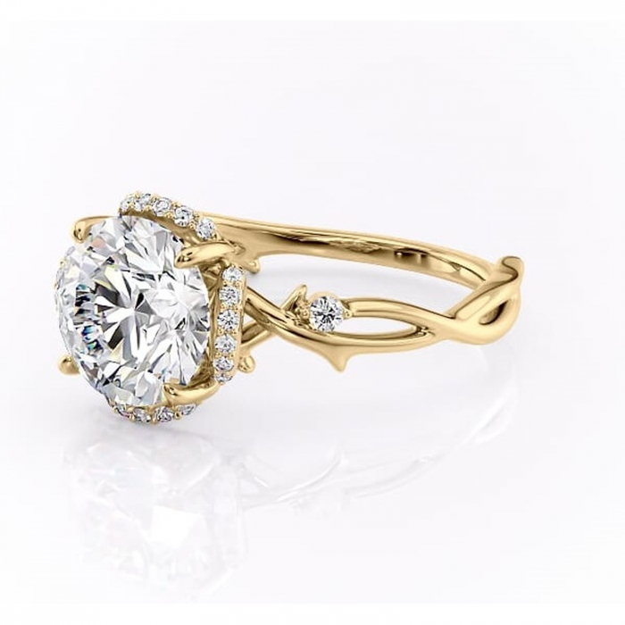 Inel de logodnă Isolde din aur Galben 14kt cu moissanite tăietură rotundă – Halo rafinată pentru profil mediu | Personalizează și configurează gratuit online [7]