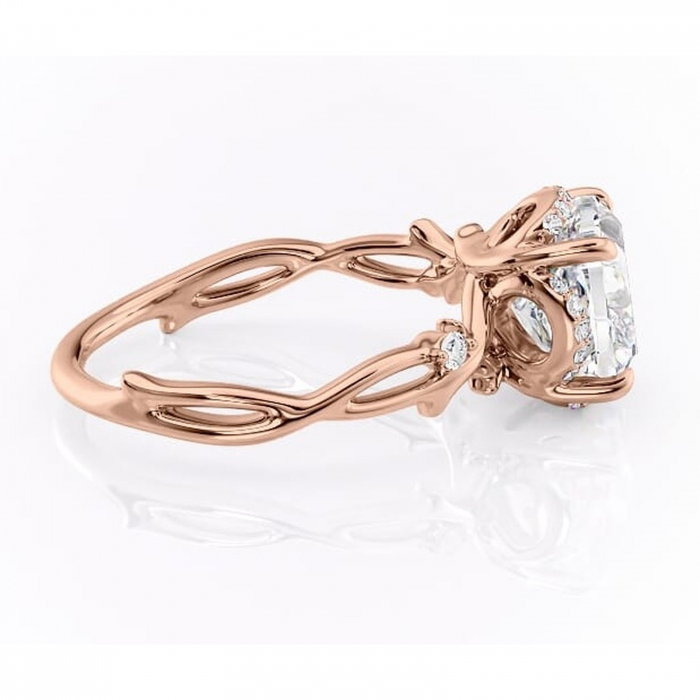 Inel de logodnă Isolde din aur Rose 18kt cu moissanite tăietură pernă – Halo rafinată pentru profil mediu | Personalizează și configurează gratuit online [2]