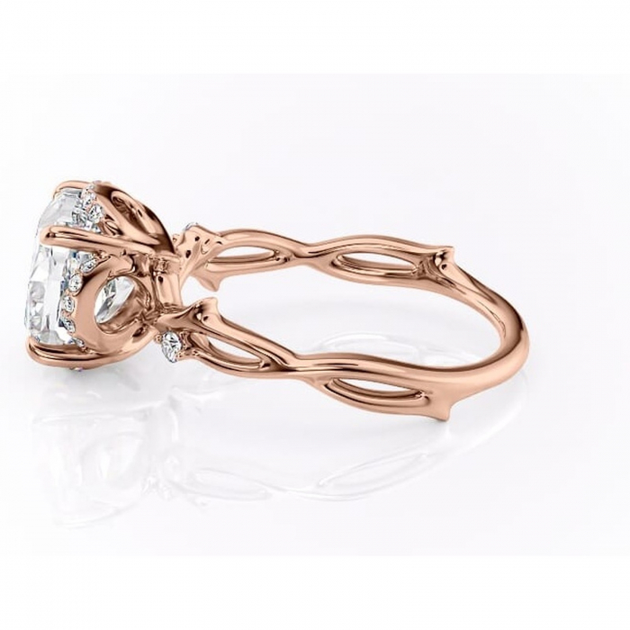 Inel de logodnă Isolde din aur Rose 18kt cu moissanite tăietură pernă – Halo rafinată pentru profil mediu | Personalizează și configurează gratuit online [6]