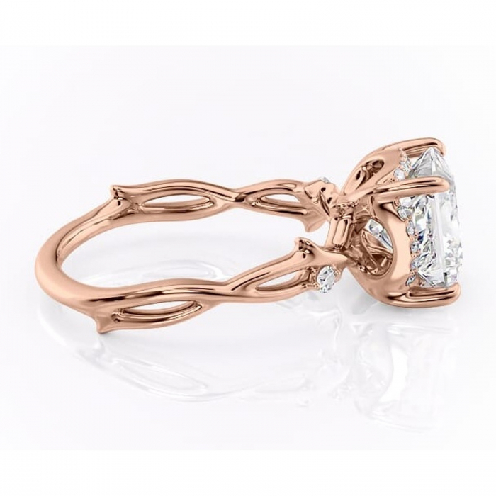 Inel de logodnă Isolde din aur Rose 18kt cu moissanite tăietură princess – Halo rafinată pentru profil mediu | Personalizează și configurează gratuit online [2]