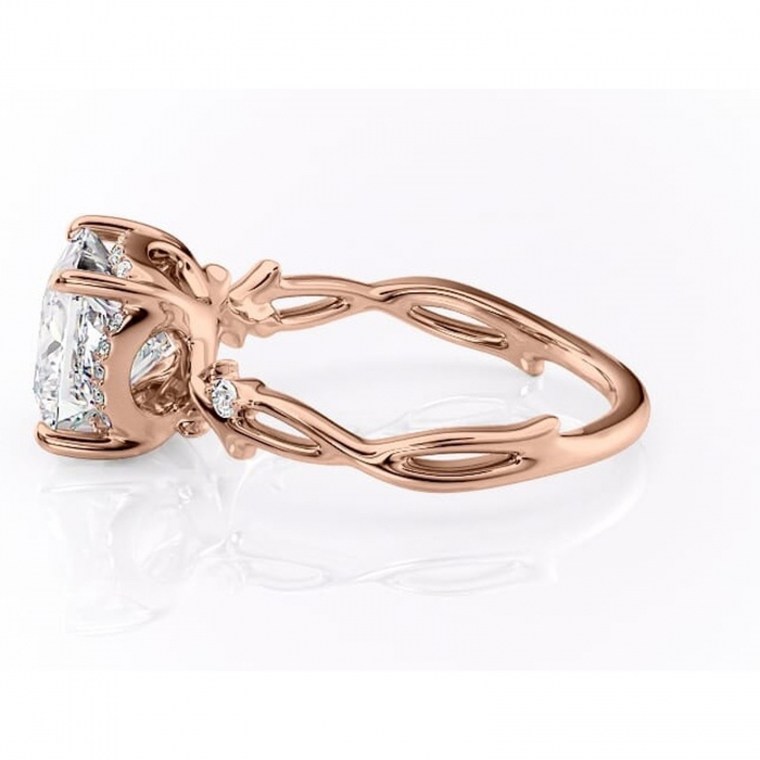 Inel de logodnă Isolde din aur Rose 18kt cu moissanite tăietură princess – Halo rafinată pentru profil mediu | Personalizează și configurează gratuit online [6]