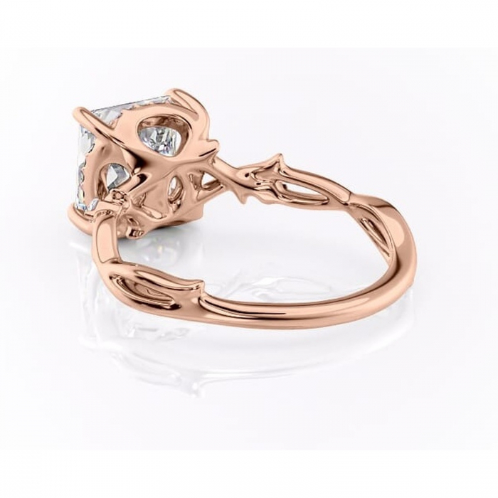 Inel de logodnă Isolde din aur Rose 18kt cu moissanite tăietură princess – Halo rafinată pentru profil mediu | Personalizează și configurează gratuit online [4]
