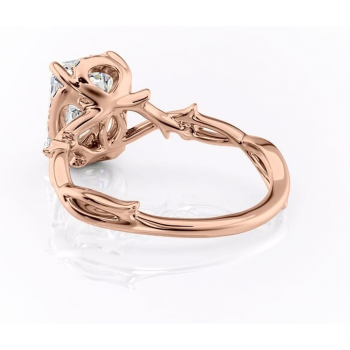 Inel de logodnă Isolde din aur Rose 14kt cu moissanite tăietură radiantă – Halo rafinată pentru profil mediu | Personalizează și configurează gratuit online [4]