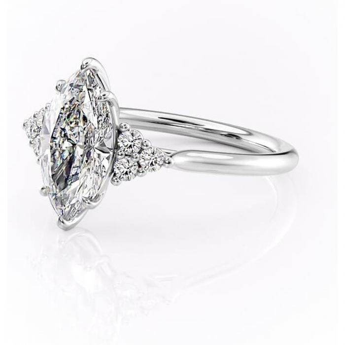 Inel de logodnă Ivylyn din aur Alb 14kt cu moissanite tăietură marquise – Montură cu trei pietre rafinată pentru profil mediu | Personalizează și configurează gratuit online [7]