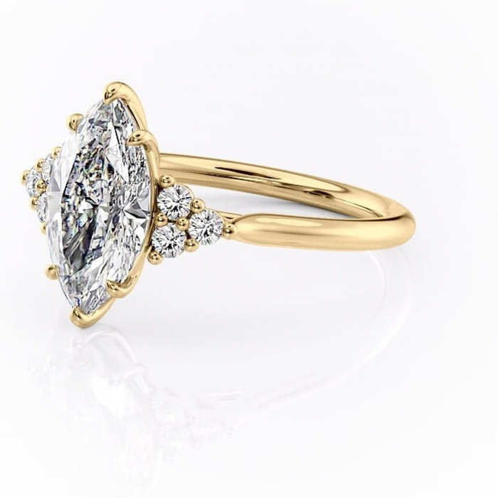Inel de logodnă Ivylyn din aur Galben 14kt cu moissanite tăietură marquise – Montură cu trei pietre rafinată pentru profil mediu | Personalizează și configurează gratuit online [7]
