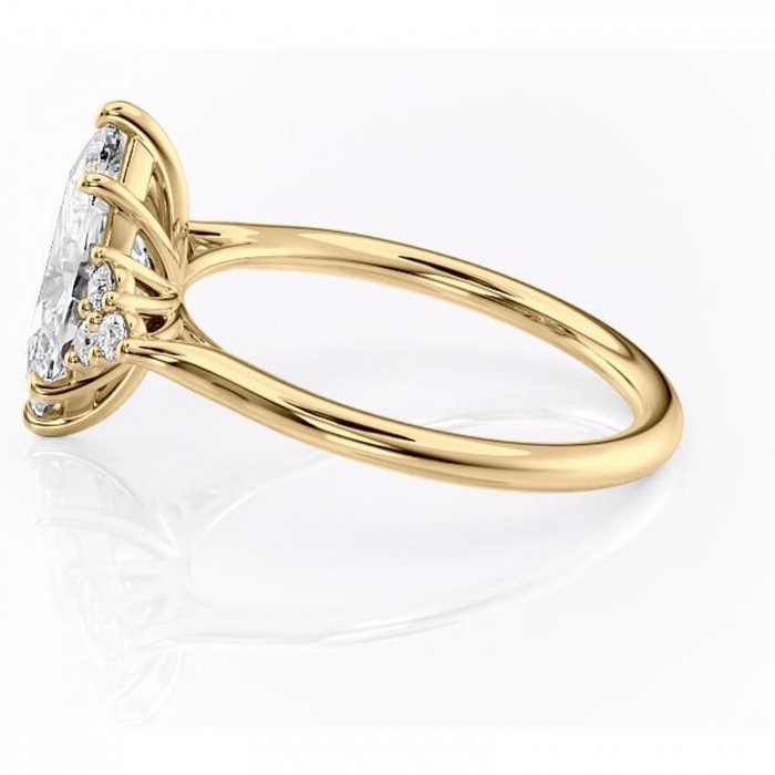 Inel de logodnă Ivylyn din aur Galben 14kt cu moissanite tăietură marquise – Montură cu trei pietre rafinată pentru profil mediu | Personalizează și configurează gratuit online [6]