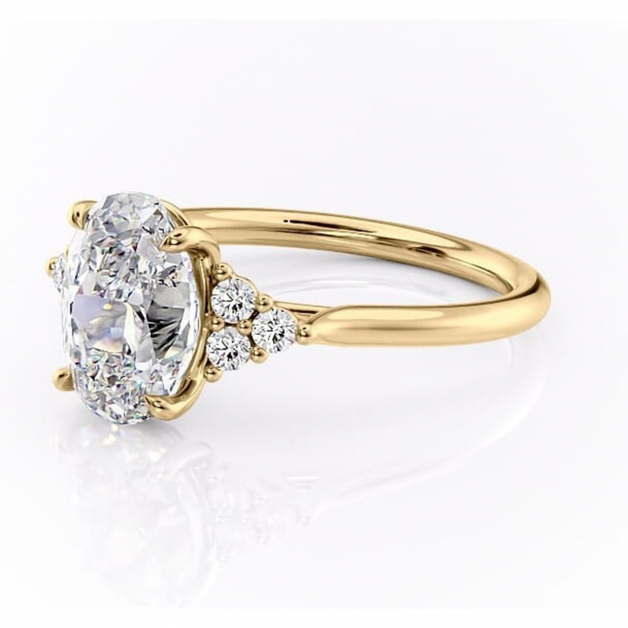Inel de logodnă Ivylyn din aur Galben 14kt cu moissanite tăietură ovală – Montură cu trei pietre rafinată pentru profil mediu | Personalizează și configurează gratuit online [7]
