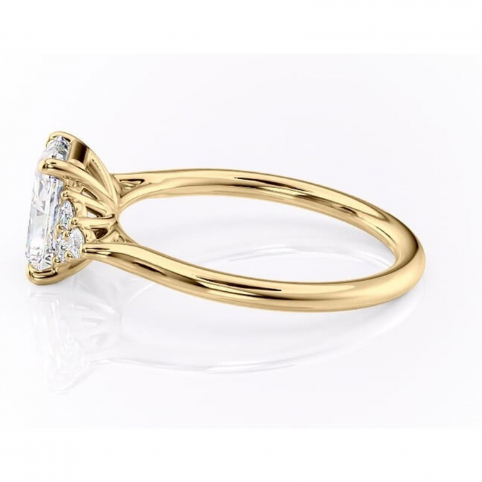 Inel de logodnă Ivylyn din aur Galben 14kt cu moissanite tăietură radiantă – Montură cu trei pietre rafinată pentru profil mediu | Personalizează și configurează gratuit online [6]