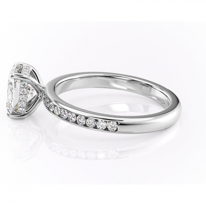 Inel de logodnă Jade din aur Alb 14kt cu moissanite tăietură asscher – Montură cu canal rafinată pentru profil înalt | Personalizează și configurează gratuit online [6]