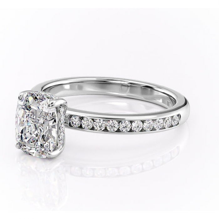 Inel de logodnă Jade din aur Alb 14kt cu moissanite tăietură asscher – Montură cu canal rafinată pentru profil înalt | Personalizează și configurează gratuit online [7]