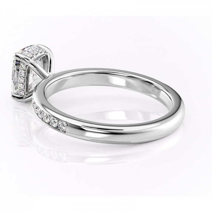 Inel de logodnă Jade din aur Alb 14kt cu moissanite tăietură asscher – Montură cu canal rafinată pentru profil înalt | Personalizează și configurează gratuit online [5]