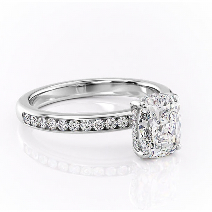 Inel de logodnă Jade din aur Alb 14kt cu moissanite tăietură asscher – Montură cu canal rafinată pentru profil înalt | Personalizează și configurează gratuit online [1]