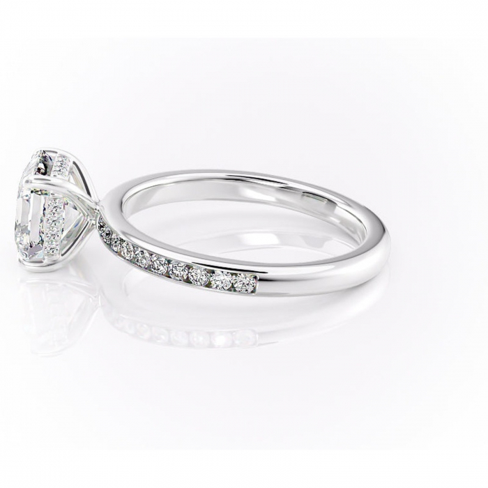 Inel de logodnă Jade din aur Alb 14kt cu moissanite tăietură asscher – Montură cu canal rafinată pentru profil înalt | Personalizează și configurează gratuit online [6]