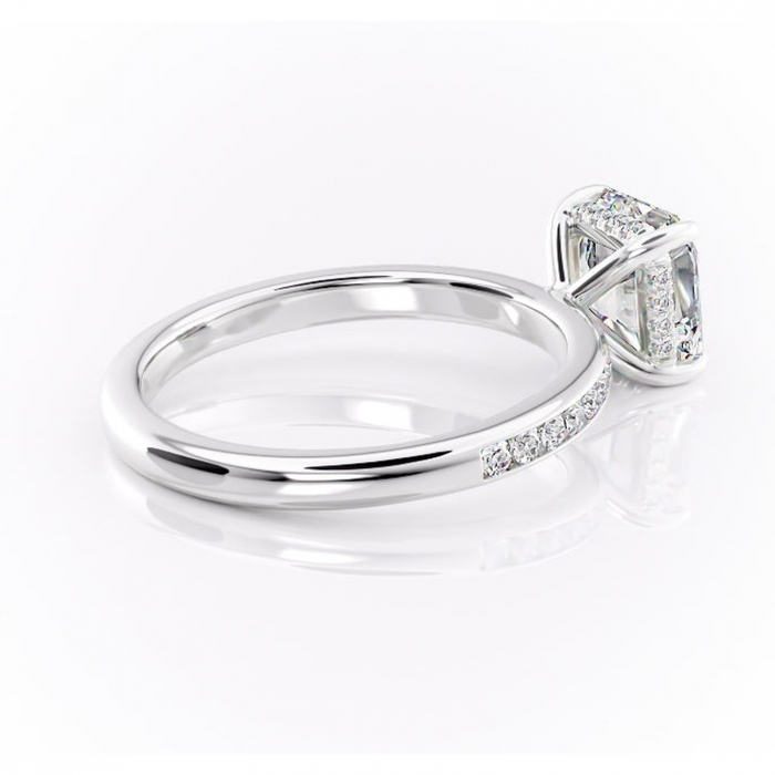 Inel de logodnă Jade din aur Alb 14kt cu moissanite tăietură asscher – Montură cu canal rafinată pentru profil înalt | Personalizează și configurează gratuit online [3]