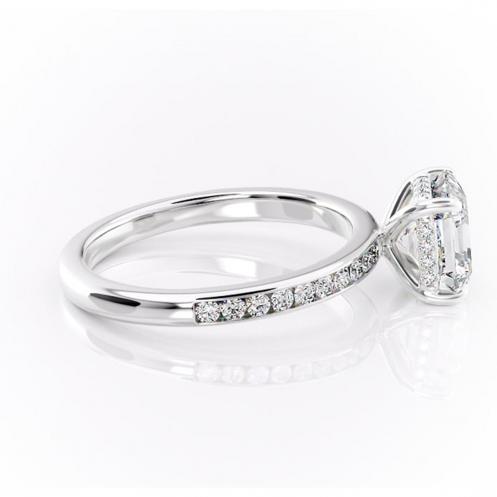 Inel de logodnă Jade din aur Alb 14kt cu moissanite tăietură asscher – Montură cu canal rafinată pentru profil înalt | Personalizează și configurează gratuit online [2]