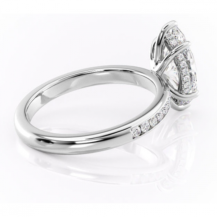 Inel de logodnă Jade din aur Alb 14kt cu moissanite tăietură marquise – Montură cu canal rafinată pentru profil înalt | Personalizează și configurează gratuit online [3]