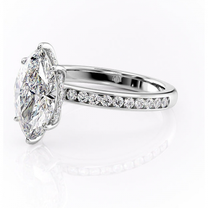 Inel de logodnă Jade din aur Alb 14kt cu moissanite tăietură marquise – Montură cu canal rafinată pentru profil înalt | Personalizează și configurează gratuit online [7]