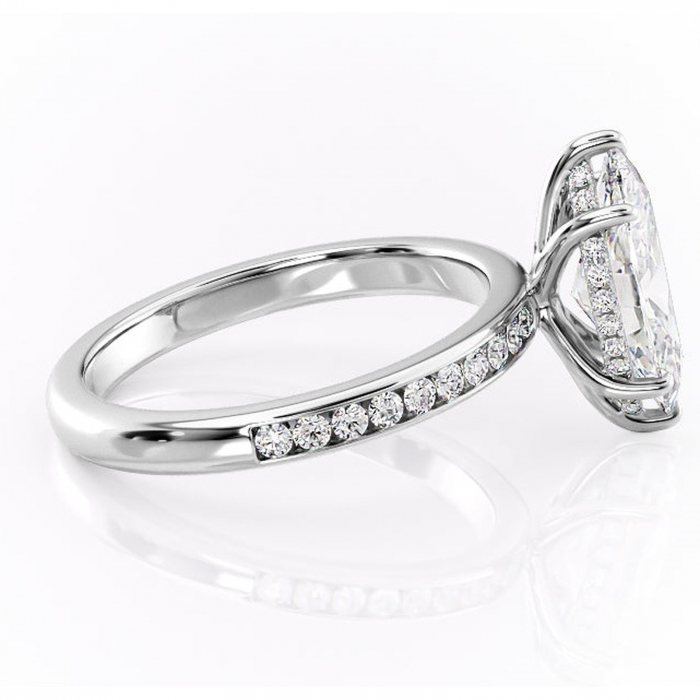 Inel de logodnă Jade din aur Alb 14kt cu moissanite tăietură marquise – Montură cu canal rafinată pentru profil înalt | Personalizează și configurează gratuit online [2]