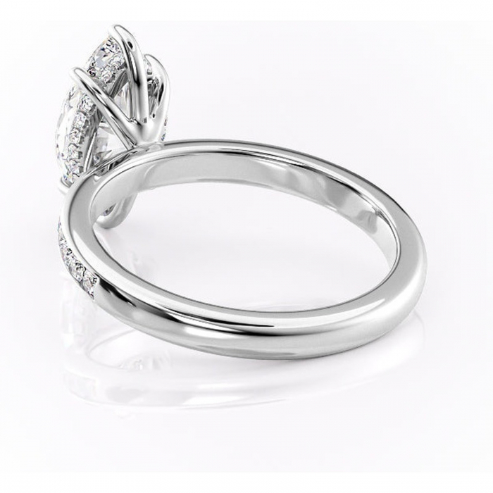 Inel de logodnă Jade din aur Alb 14kt cu moissanite tăietură marquise – Montură cu canal rafinată pentru profil înalt | Personalizează și configurează gratuit online [4]
