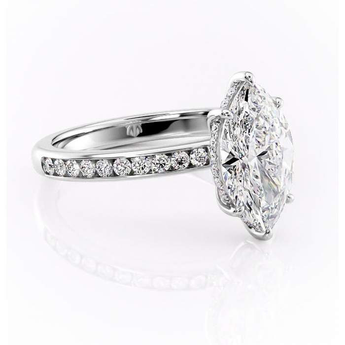 Inel de logodnă Jade din aur Alb 14kt cu moissanite tăietură marquise – Montură cu canal rafinată pentru profil înalt | Personalizează și configurează gratuit online [1]
