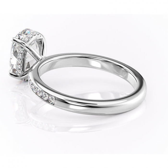 Inel de logodnă Jade din aur Alb 14kt cu moissanite tăietură ovală – Montură cu canal rafinată pentru profil înalt | Personalizează și configurează gratuit online [5]