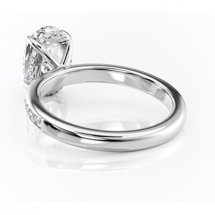 Inel de logodnă Jade din aur Alb 14kt cu moissanite tăietură ovală – Montură cu canal rafinată pentru profil înalt | Personalizează și configurează gratuit online [4]