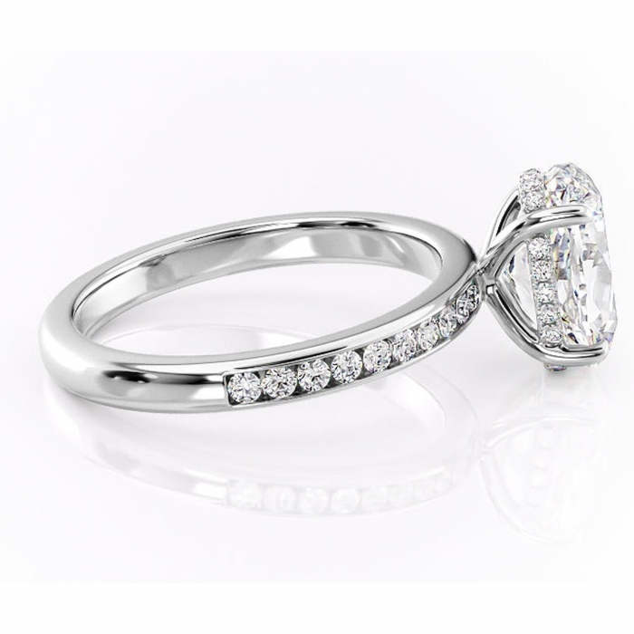 Inel de logodnă Jade din aur Alb 14kt cu moissanite tăietură ovală – Montură cu canal rafinată pentru profil înalt | Personalizează și configurează gratuit online [2]