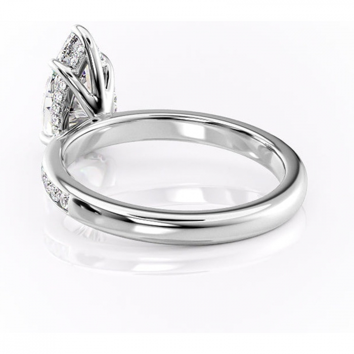 Inel de logodnă Jade din aur Alb 14kt cu moissanite tăietură pară – Montură cu canal rafinată pentru profil înalt | Personalizează și configurează gratuit online [4]