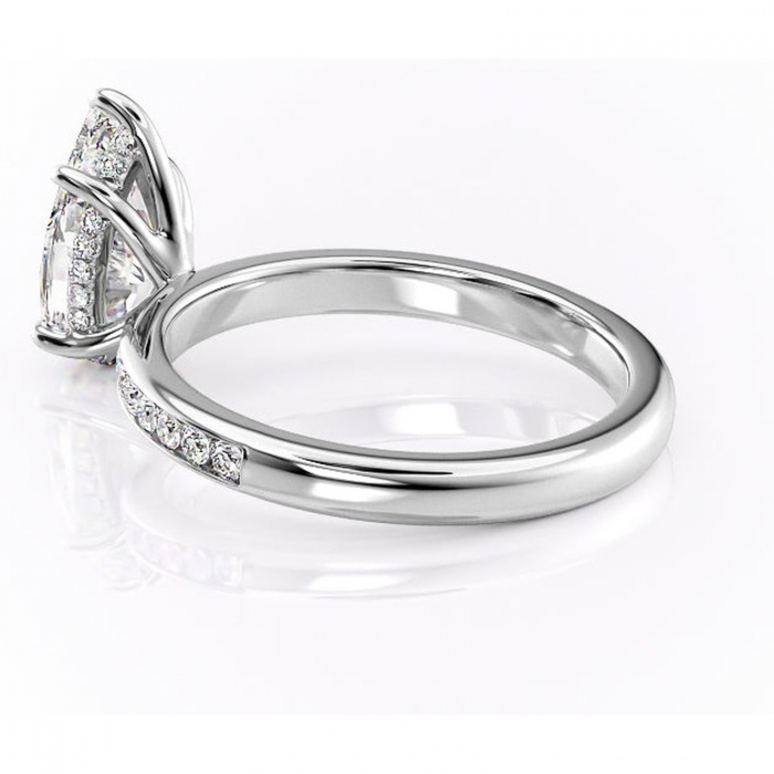 Inel de logodnă Jade din aur Alb 14kt cu moissanite tăietură pară – Montură cu canal rafinată pentru profil înalt | Personalizează și configurează gratuit online [5]