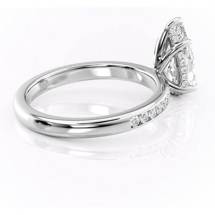 Inel de logodnă Jade din aur Alb 14kt cu moissanite tăietură pară – Montură cu canal rafinată pentru profil înalt | Personalizează și configurează gratuit online [3]