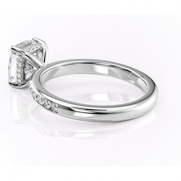 Inel de logodnă Jade din aur Alb 18kt cu moissanite tăietură pernă – Montură cu canal rafinată pentru profil înalt | Personalizează și configurează gratuit online [5]